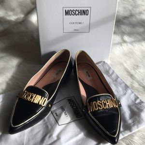 Moschino Black and Gold Women's Loafers